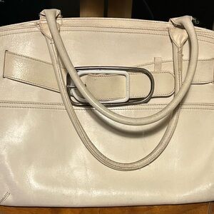 Elegant Furla Italian Cream Leather Handbag